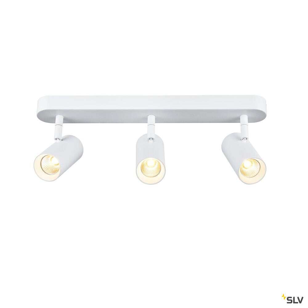 SLV NOBLO®, wall and ceiling-mounted light, triple, round, 2000-3000 K, 22 W, dim-to-warm, PHASE, 36°, white 1008705