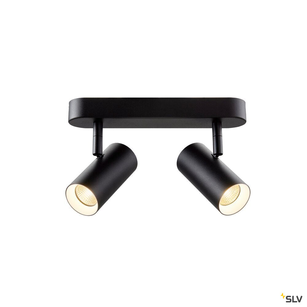 SLV NOBLO®, wall and ceiling-mounted light, double, round, 2000-3000 K, 15 W, dim-to-warm, PHASE, 36°, black 1008707