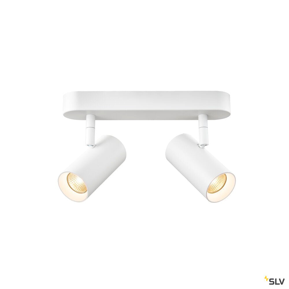 SLV NOBLO®, wall and ceiling-mounted light, double, round, 2700 K, 12 W, PHASE, 32°, white 1008716