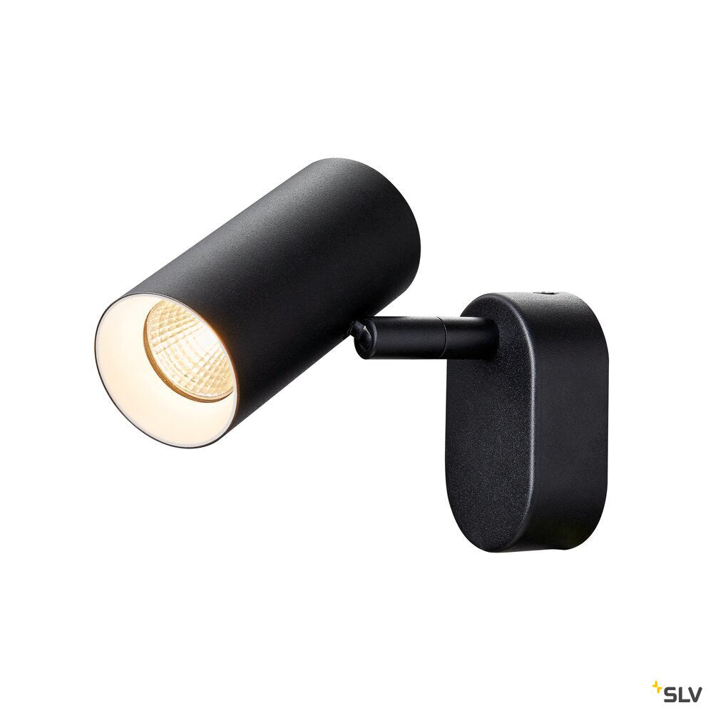 SLV NOBLO®, wall and ceiling-mounted light, single, round, 2700 K, 6 W, PHASE, 32°, black 1008718