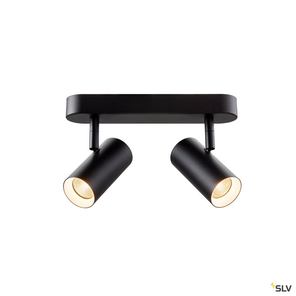 SLV NOBLO®, wall and ceiling-mounted light, double, round, 2700 K, 12 W, PHASE, 32°, black 1008719
