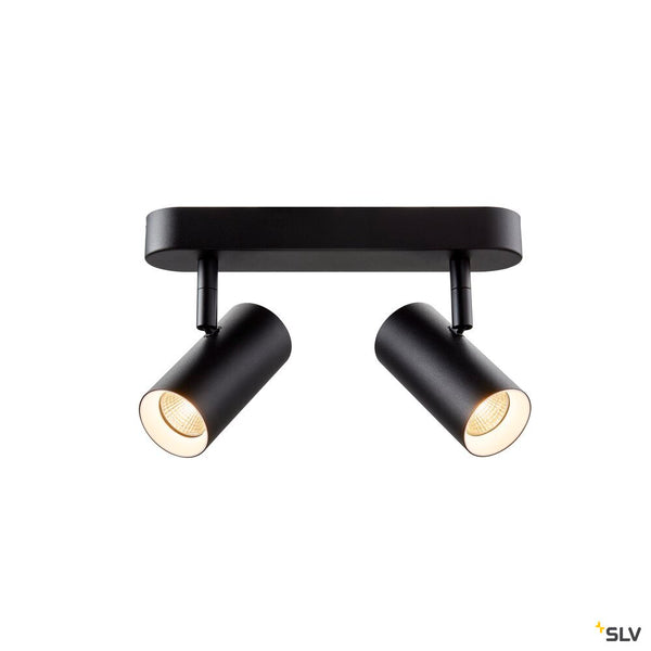 SLV NOBLO®, wall and ceiling-mounted light, double, round, 2700 K, 12 W, PHASE, 32°, black 1008719