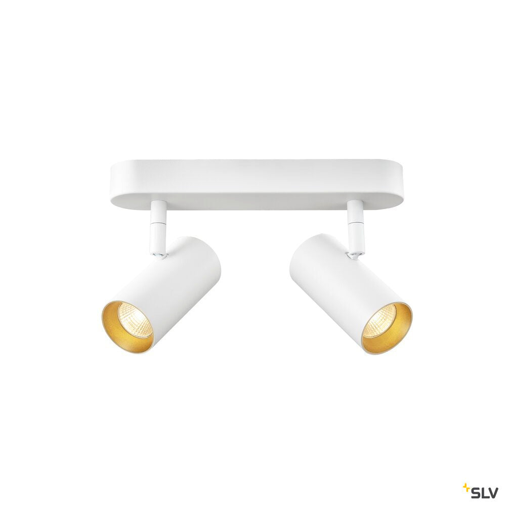 SLV NOBLO®, wall and ceiling-mounted light, double, round, 2000-3000 K, 15 W, dim-to-warm, PHASE, 36°, white 1008704