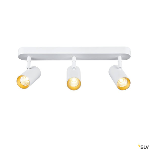 SLV NOBLO®, wall and ceiling-mounted light, triple, round, 2000-3000 K, 22 W, dim-to-warm, PHASE, 36°, white 1008705
