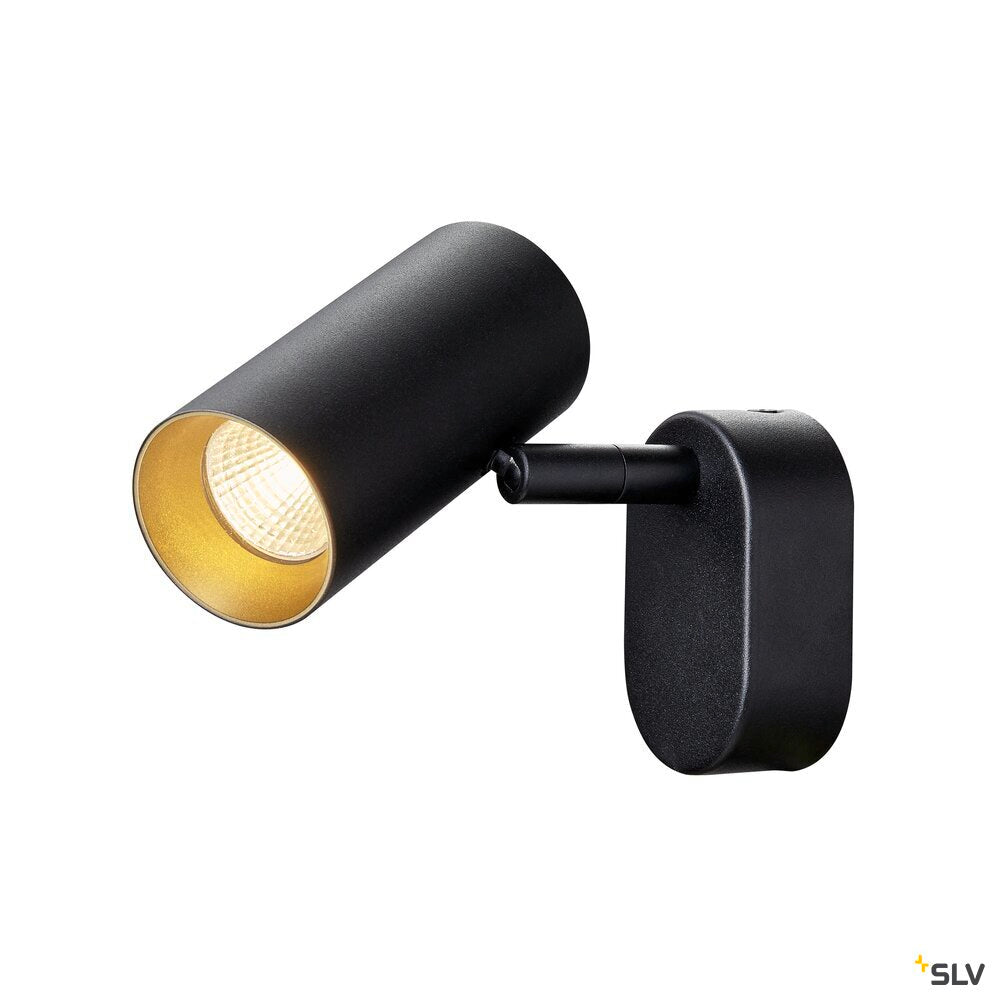 SLV NOBLO®, wall and ceiling-mounted light, single, round, 2000-3000 K, 8 W, dim-to-warm, PHASE, 36°, black 1008706