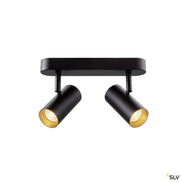 SLV NOBLO®, wall and ceiling-mounted light, double, round, 2000-3000 K, 15 W, dim-to-warm, PHASE, 36°, black 1008707