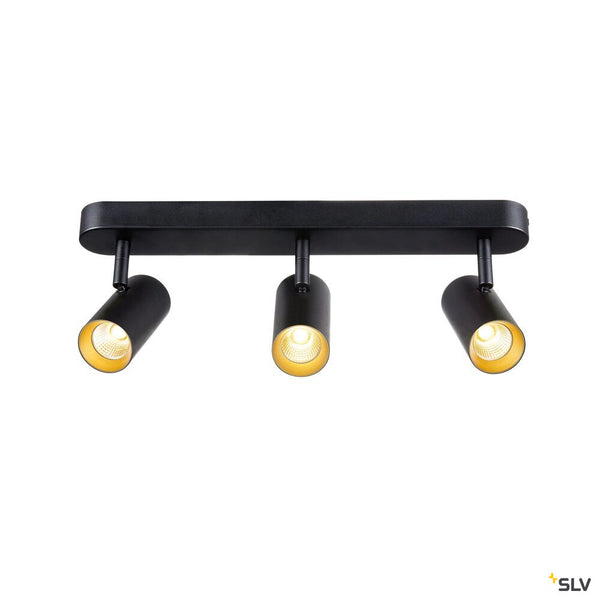 SLV NOBLO®, wall and ceiling-mounted light, triple, round, 2000-3000 K, 22 W, dim-to-warm, PHASE, 36°, black 1008708