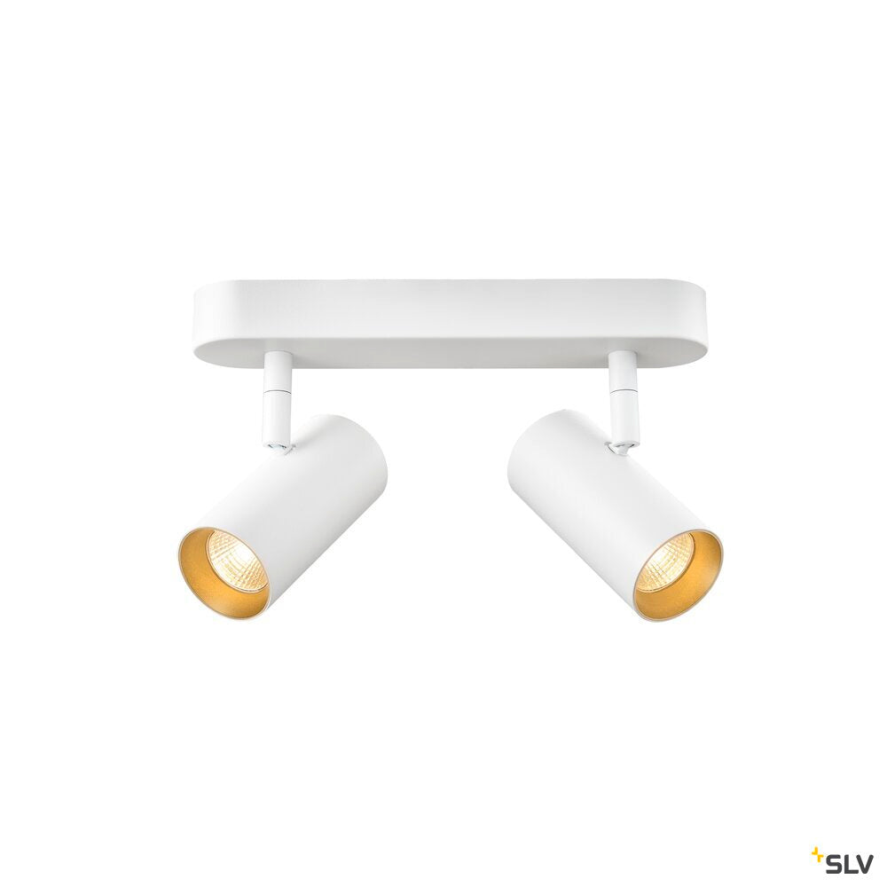 SLV NOBLO®, wall and ceiling-mounted light, double, round, 2700 K, 12 W, PHASE, 32°, white 1008716