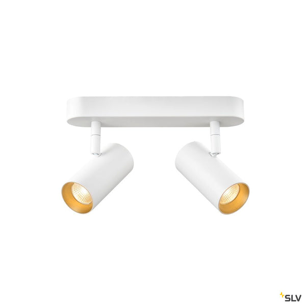 SLV NOBLO®, wall and ceiling-mounted light, double, round, 2700 K, 12 W, PHASE, 32°, white 1008716