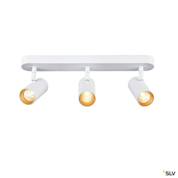 SLV NOBLO®, wall and ceiling-mounted light, triple, round, 2700 K, 19 W, PHASE, 32°, white 1008717