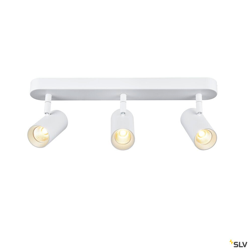 SLV NOBLO®, wall and ceiling-mounted light, triple, round, 2000-3000 K, 22 W, dim-to-warm, PHASE, 36°, white 1008705