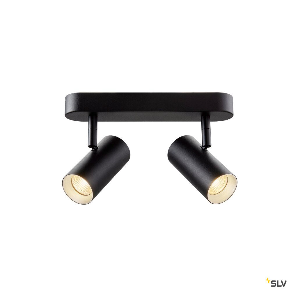 SLV NOBLO®, wall and ceiling-mounted light, double, round, 2000-3000 K, 15 W, dim-to-warm, PHASE, 36°, black 1008707
