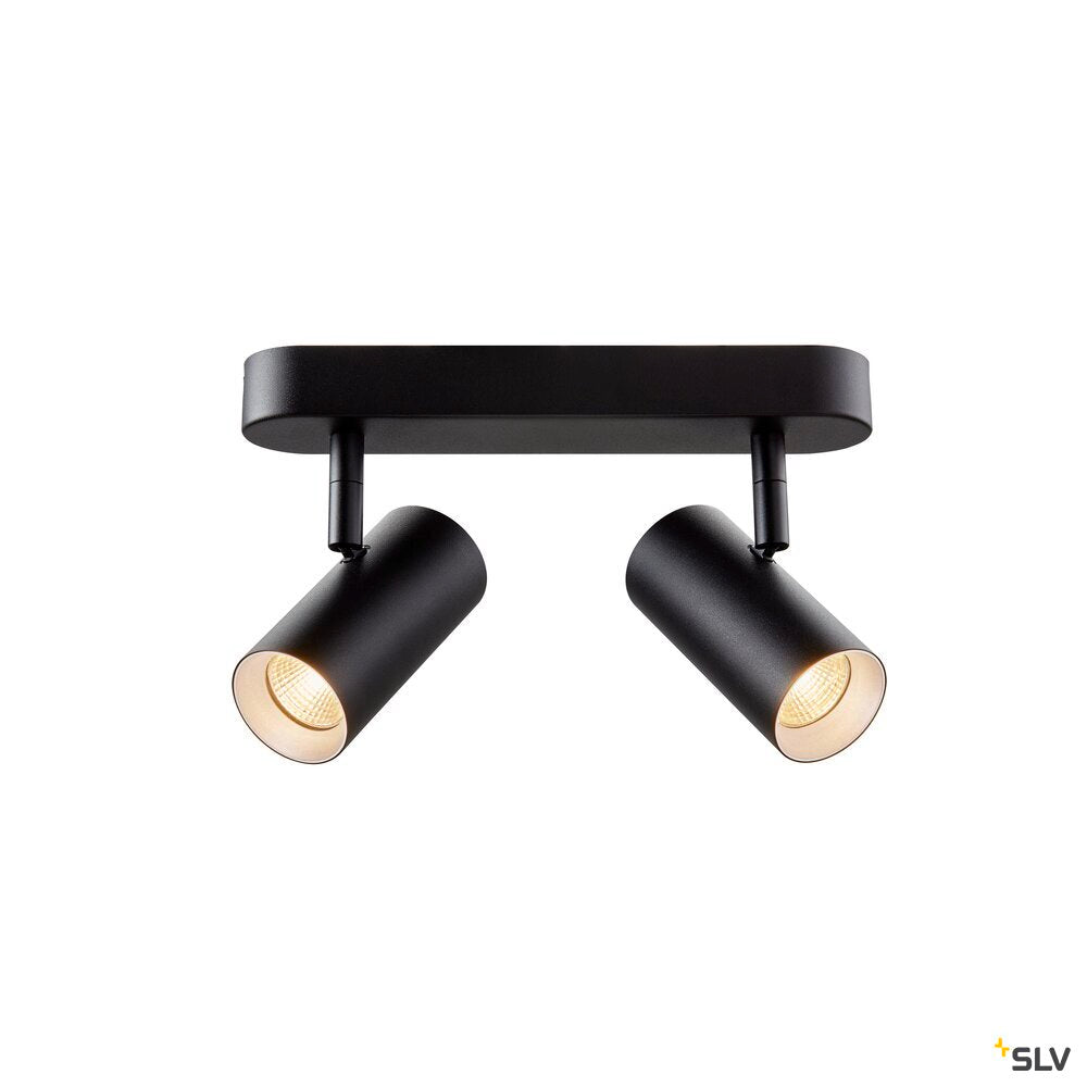 SLV NOBLO®, wall and ceiling-mounted light, double, round, 2700 K, 12 W, PHASE, 32°, black 1008719