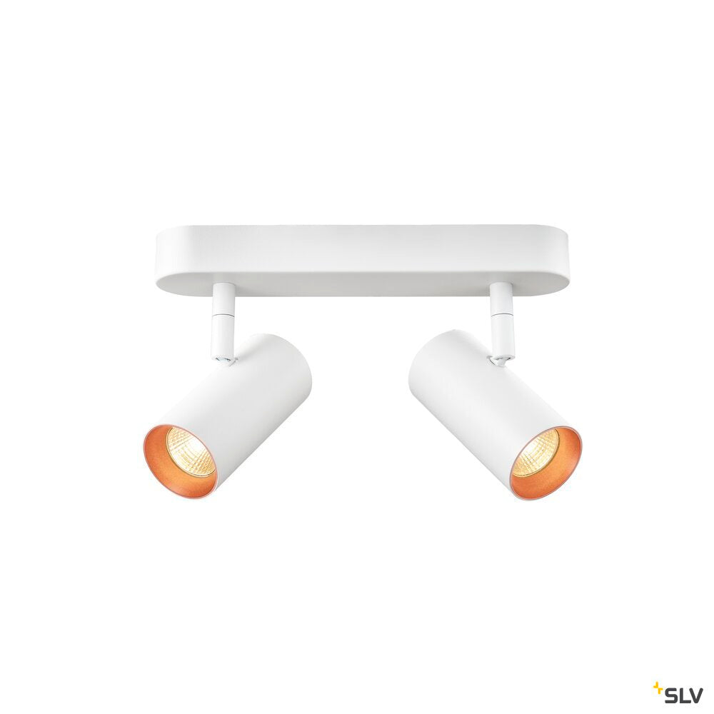 SLV NOBLO®, wall and ceiling-mounted light, double, round, 2700 K, 12 W, PHASE, 32°, white 1008716