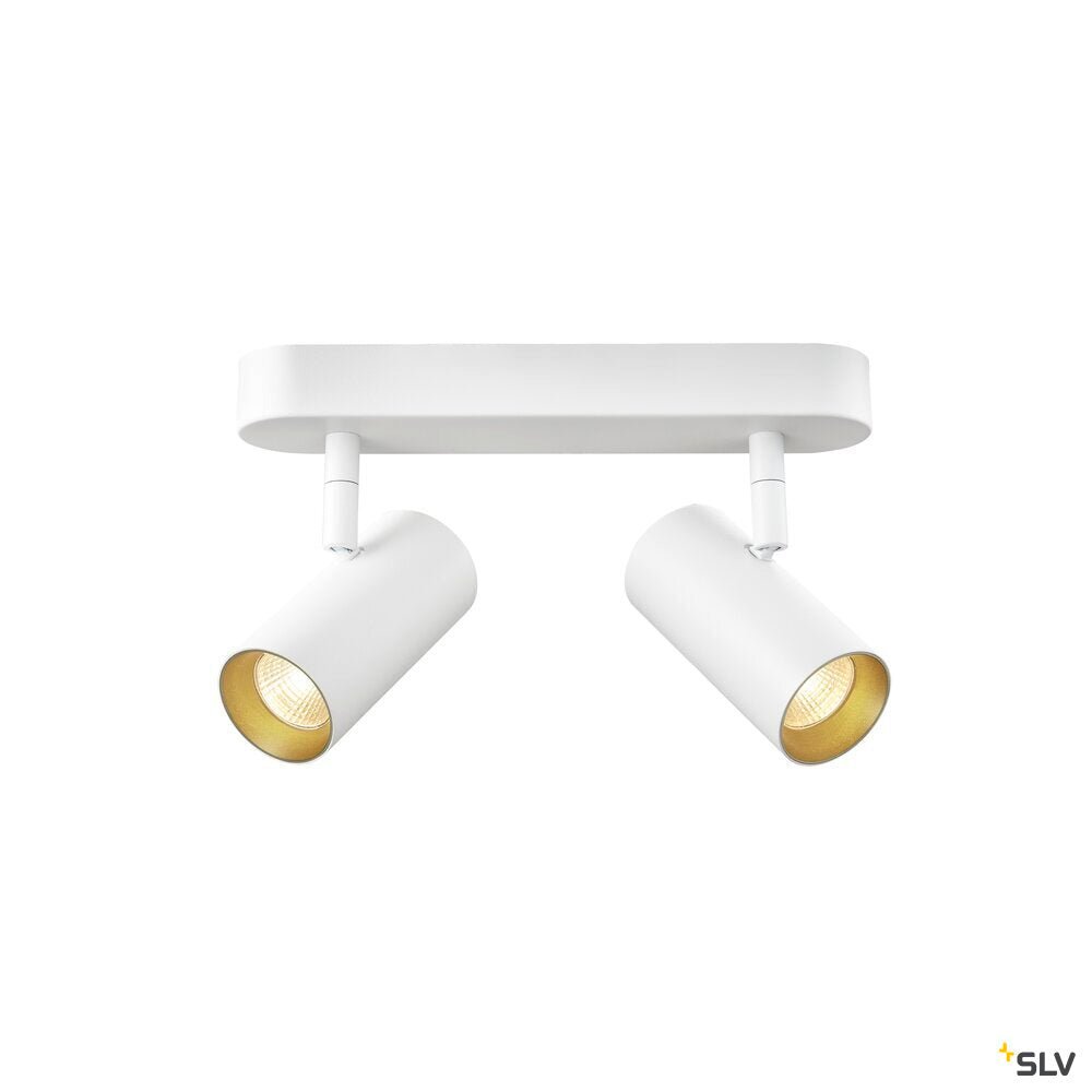 SLV NOBLO®, wall and ceiling-mounted light, double, round, 2000-3000 K, 15 W, dim-to-warm, PHASE, 36°, white 1008704