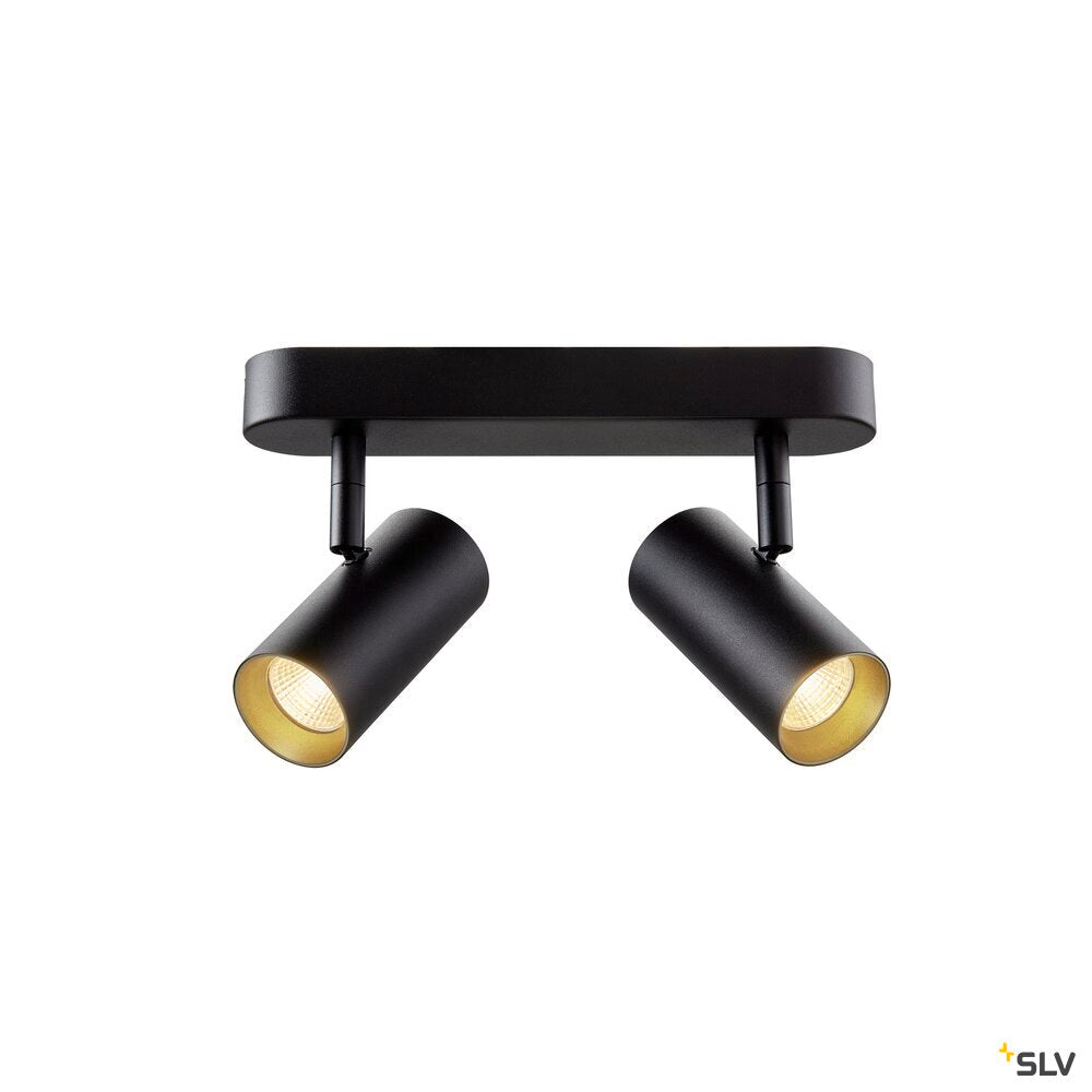 SLV NOBLO®, wall and ceiling-mounted light, double, round, 2000-3000 K, 15 W, dim-to-warm, PHASE, 36°, black 1008707