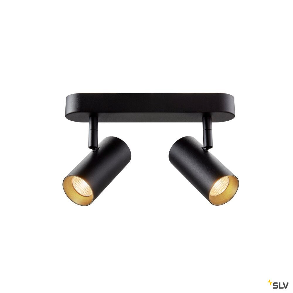 SLV NOBLO®, wall and ceiling-mounted light, double, round, 2700 K, 12 W, PHASE, 32°, black 1008719