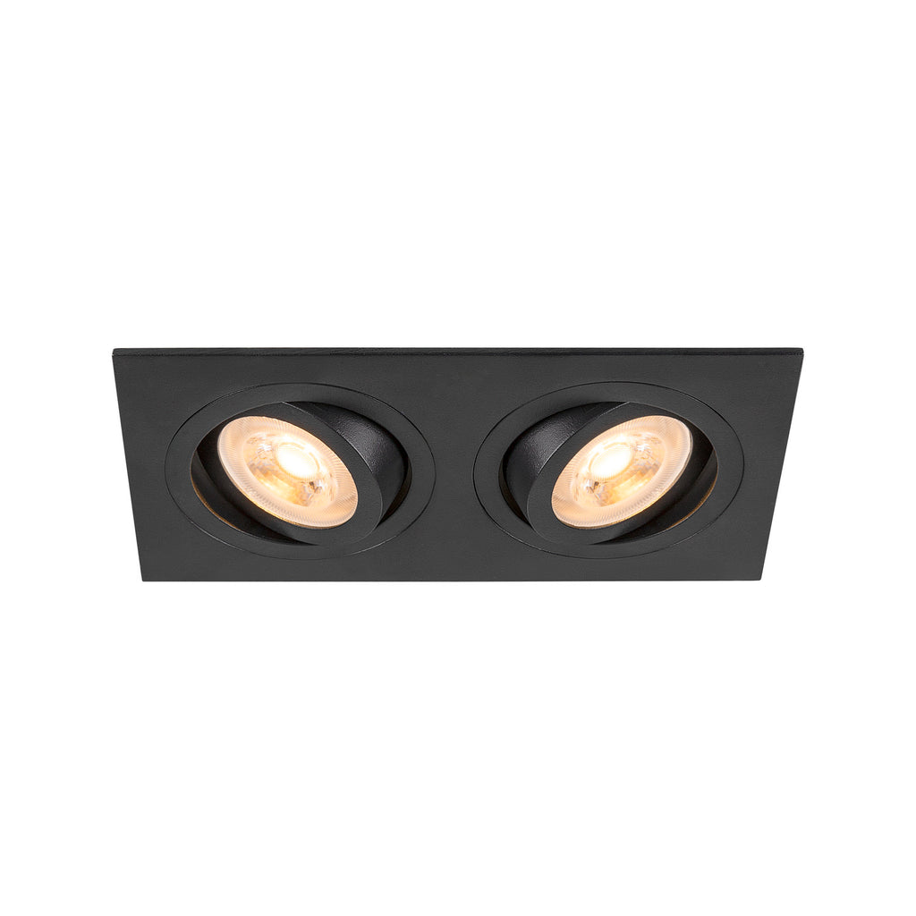SLV NEW TRIA® 155, recessed ceiling light, square, 2 x GU10, two-lamp, black 1008510