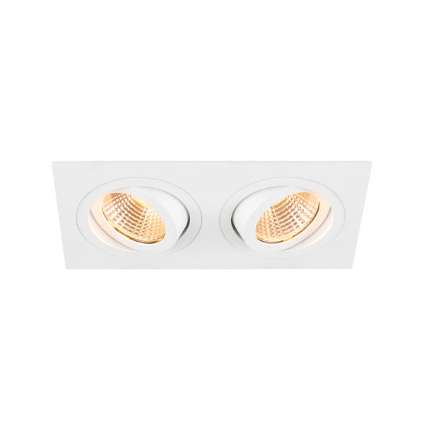 SLV NEW TRIA® 155, recessed ceiling light, square, 2700 K, two-lamp, PHASE, 38°, white 1008511