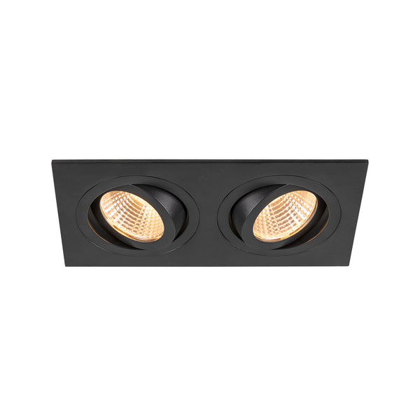 SLV NEW TRIA® 155, recessed ceiling light, square, 2700 K, two-lamp, PHASE, 38°, black 1008512