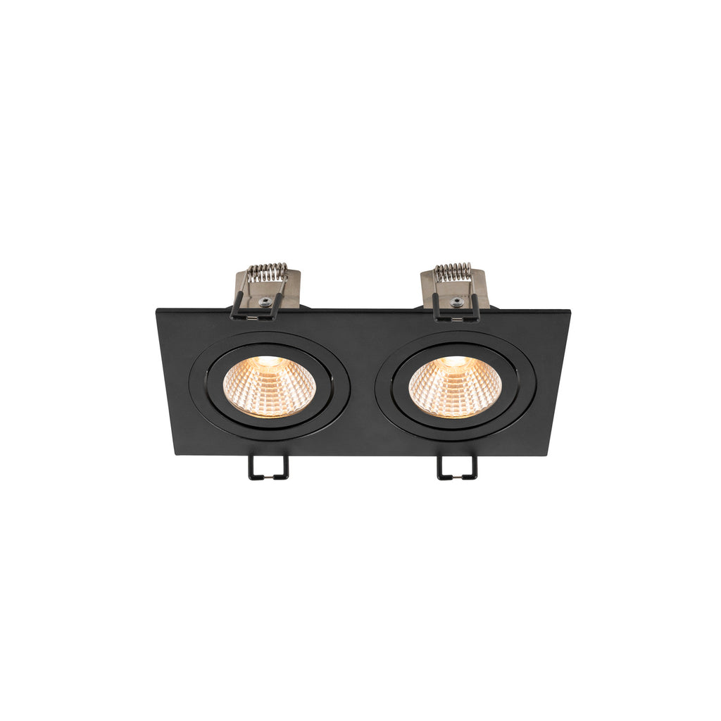 SLV NEW TRIA® 155, recessed ceiling light, square, 2700 K, two-lamp, PHASE, 38°, black 1008512