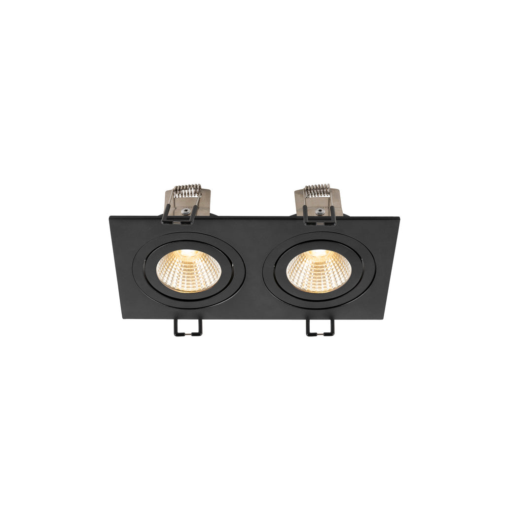 SLV NEW TRIA® 155, recessed ceiling light, square, 3000 K, two-lamp, PHASE, 38°, black 1008514