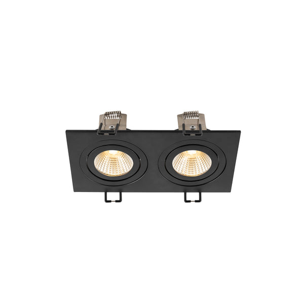 SLV NEW TRIA® 155, recessed ceiling light, square, 3000 K, two-lamp, PHASE, 38°, black 1008514