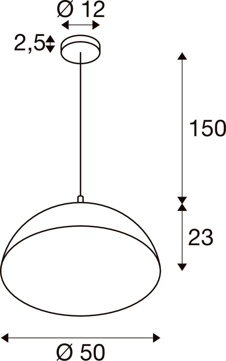 SLV FORCHINI 50, pendant light, E27, pendant length 150 cm, 1x max. 40 W, matt black / matt gold 1008535