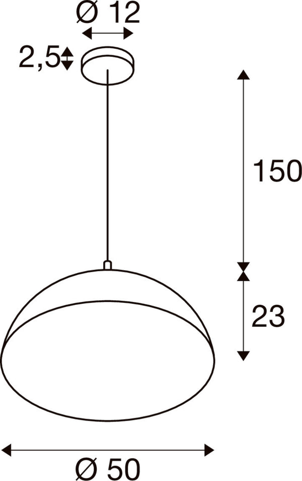 SLV FORCHINI 50, pendant light, E27, pendant length 150 cm, 1x max. 40 W, matt black / matt gold 1008535