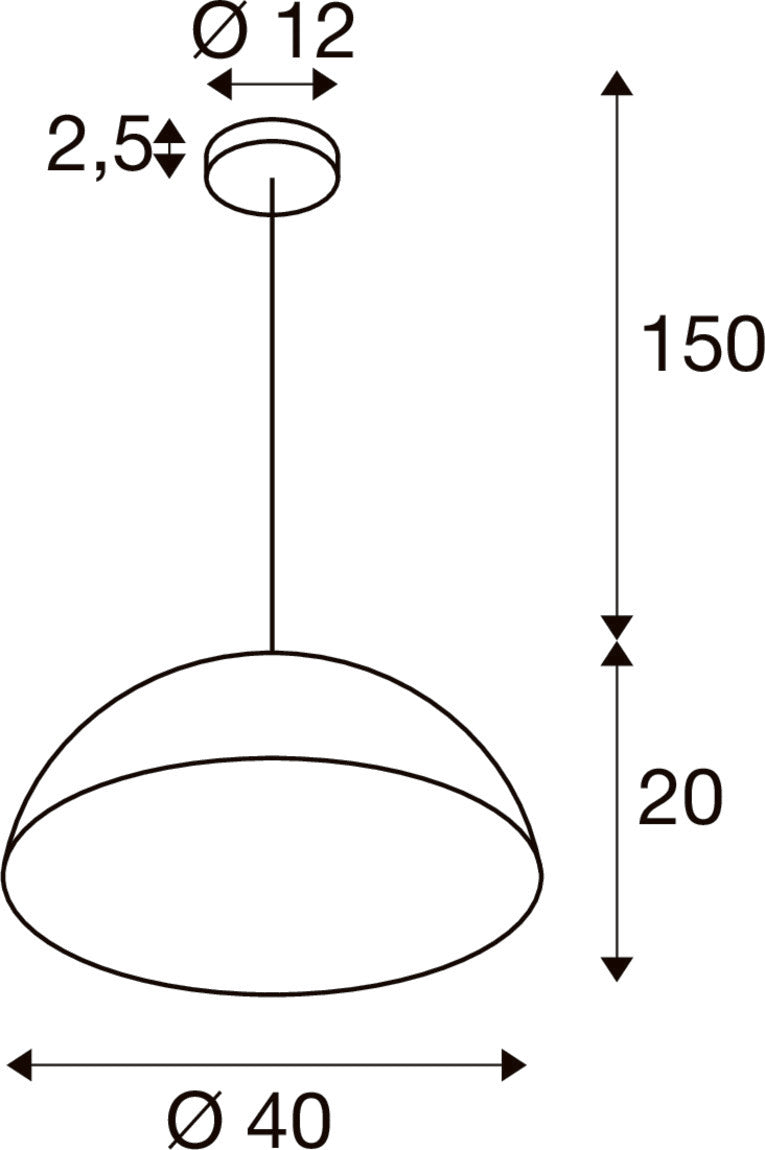 SLV FORCHINI M 40, pendant light, E27, pendant length 150 cm, 1x max. 40 W, matt black / matt gold 1008536