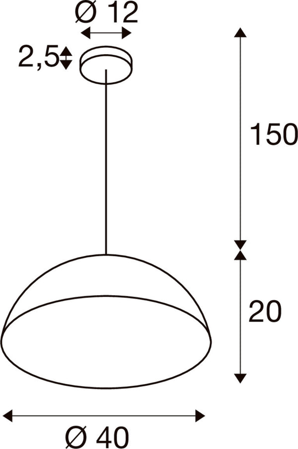 SLV FORCHINI M 40, pendant light, E27, pendant length 150 cm, 1x max. 40 W, matt black / matt gold 1008536