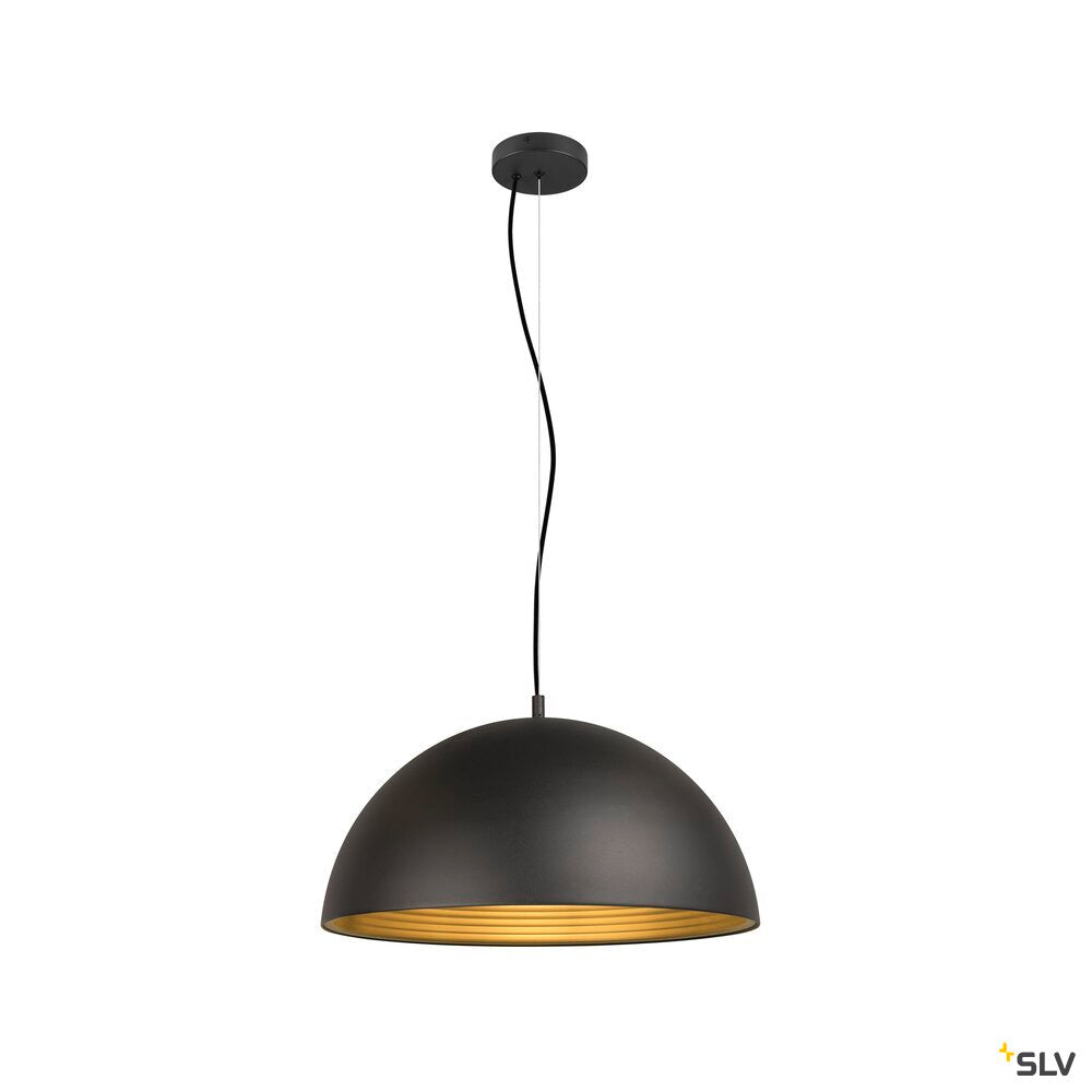 SLV FORCHINI M 50, pendant light, E27, pendant length 150 cm, 1x max. 40 W, matt black / matt gold 1008537