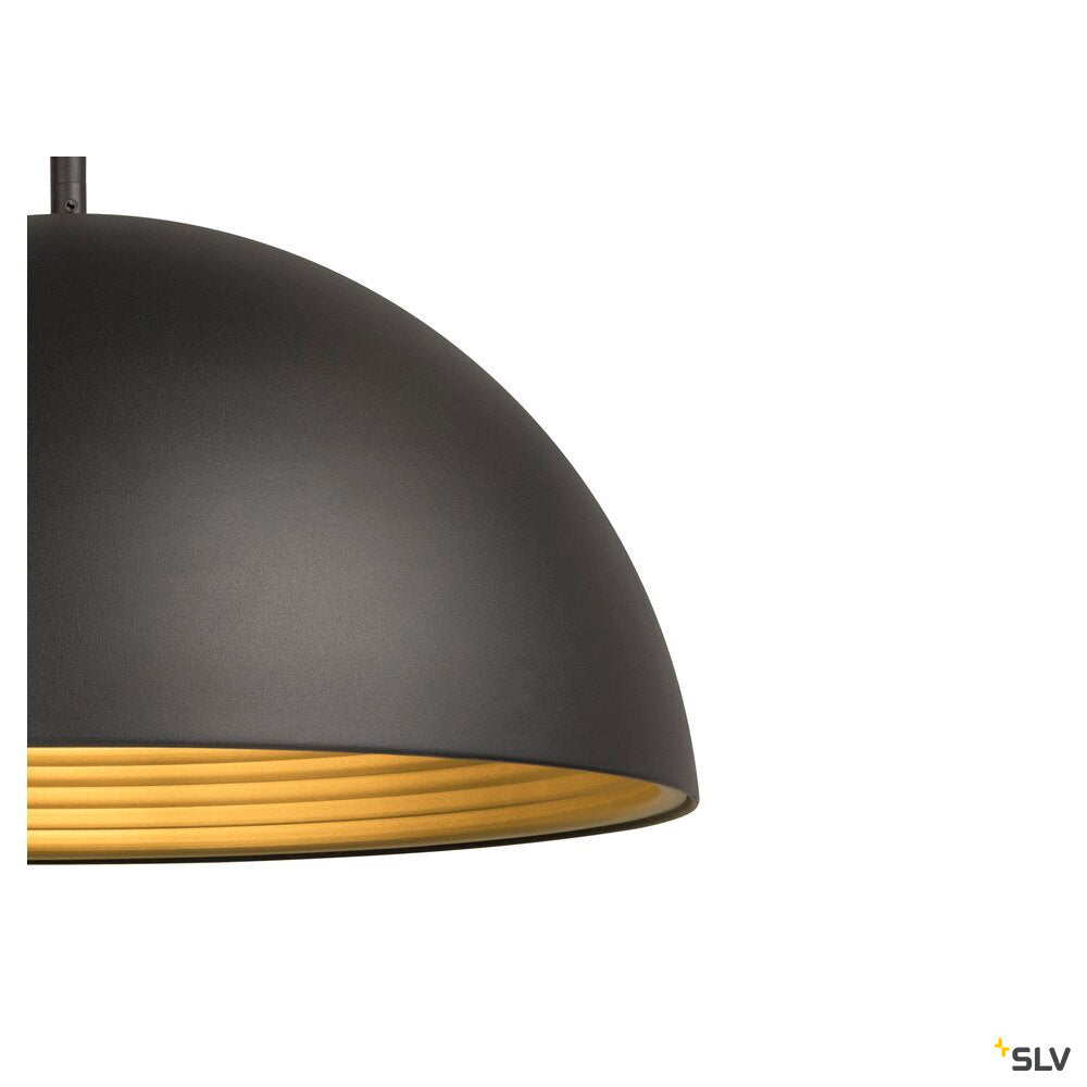 SLV FORCHINI M 50, pendant light, E27, pendant length 150 cm, 1x max. 40 W, matt black / matt gold 1008537