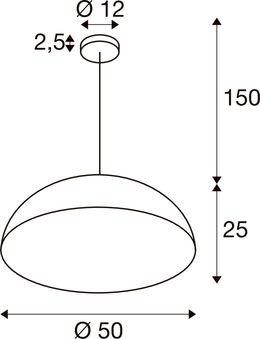 SLV FORCHINI M 50, pendant light, E27, pendant length 150 cm, 1x max. 40 W, matt black / matt gold 1008537