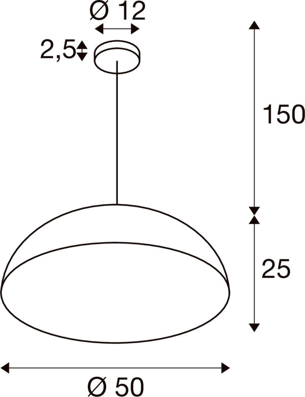SLV FORCHINI M 50, pendant light, E27, pendant length 150 cm, 1x max. 40 W, matt black / matt gold 1008537