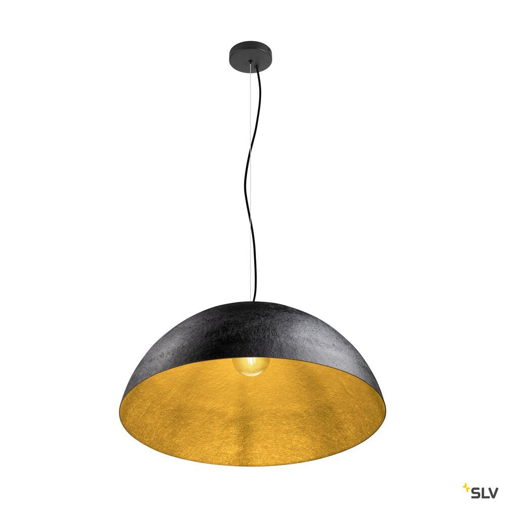 SLV FORCHINI 70, pendant light, E27, pendant length 150 cm, 1x max. 40 W, matt black / matt gold 1008538