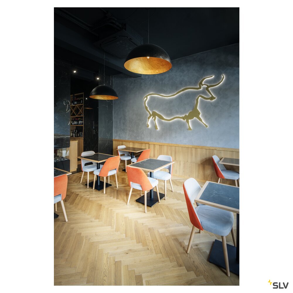 SLV FORCHINI 70, pendant light, E27, pendant length 150 cm, 1x max. 40 W, matt black / matt gold 1008538