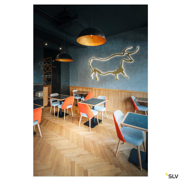 SLV FORCHINI 70, pendant light, E27, pendant length 150 cm, 1x max. 40 W, matt black / matt gold 1008538