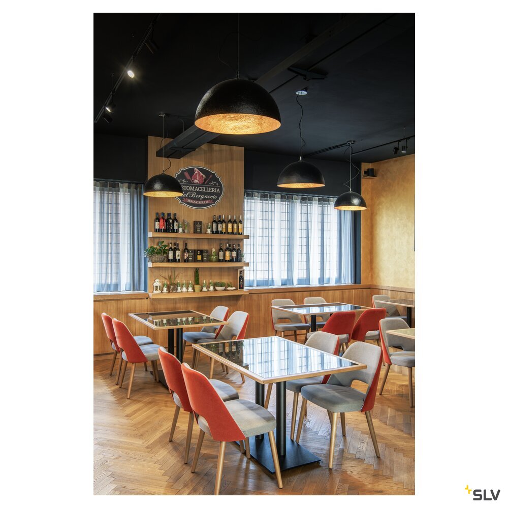 SLV FORCHINI 70, pendant light, E27, pendant length 150 cm, 1x max. 40 W, matt black / matt gold 1008538