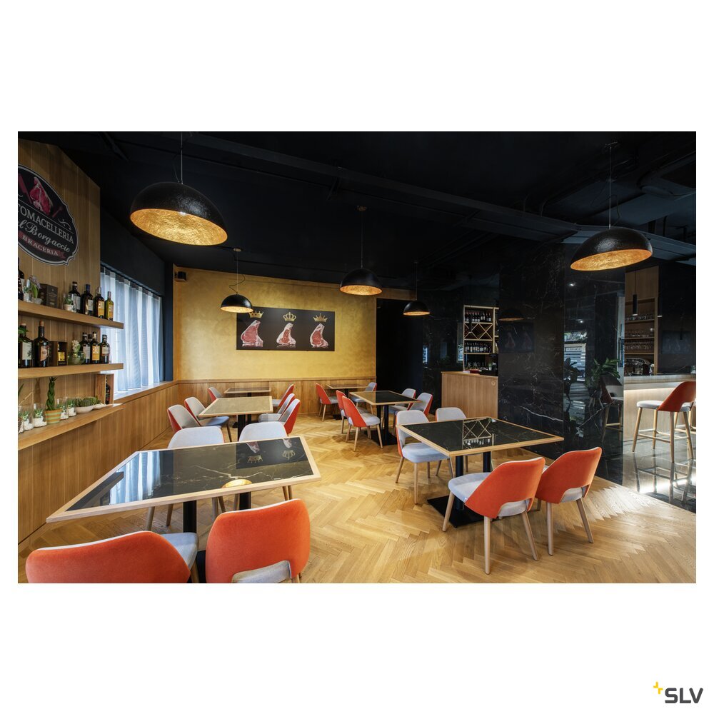 SLV FORCHINI 70, pendant light, E27, pendant length 150 cm, 1x max. 40 W, matt black / matt gold 1008538