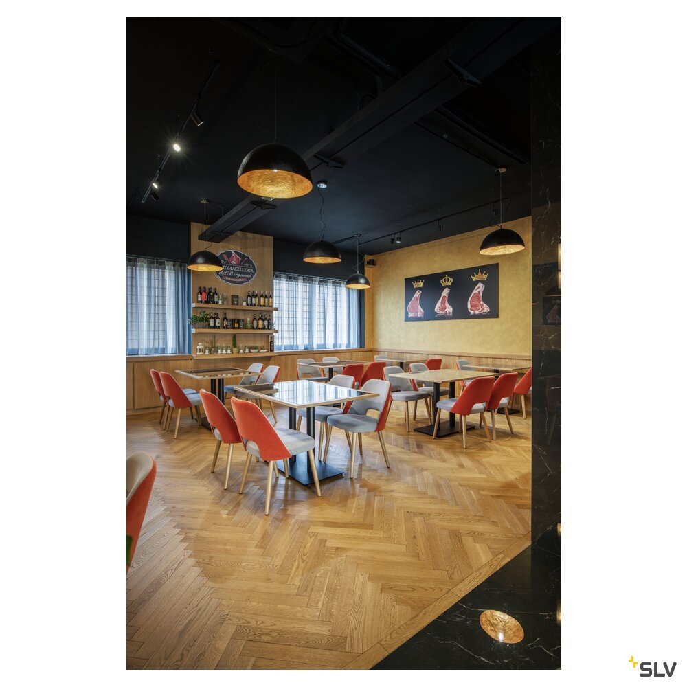 SLV FORCHINI 70, pendant light, E27, pendant length 150 cm, 1x max. 40 W, matt black / matt gold 1008538