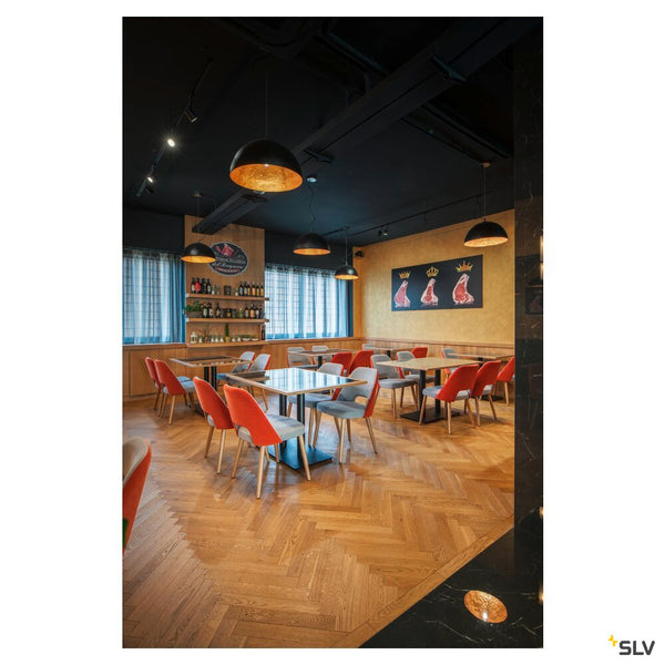 SLV FORCHINI 70, pendant light, E27, pendant length 150 cm, 1x max. 40 W, matt black / matt gold 1008538