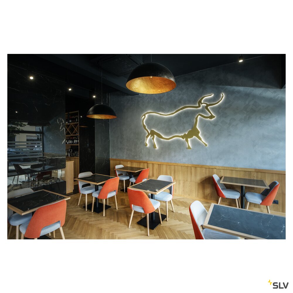SLV FORCHINI 70, pendant light, E27, pendant length 150 cm, 1x max. 40 W, matt black / matt gold 1008538