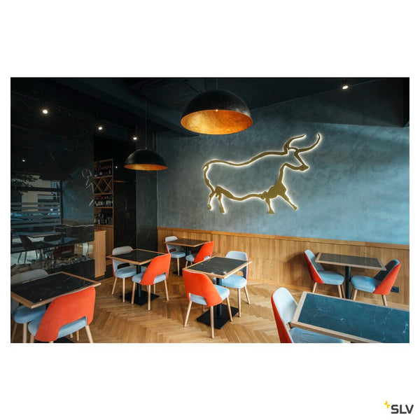 SLV FORCHINI 70, pendant light, E27, pendant length 150 cm, 1x max. 40 W, matt black / matt gold 1008538