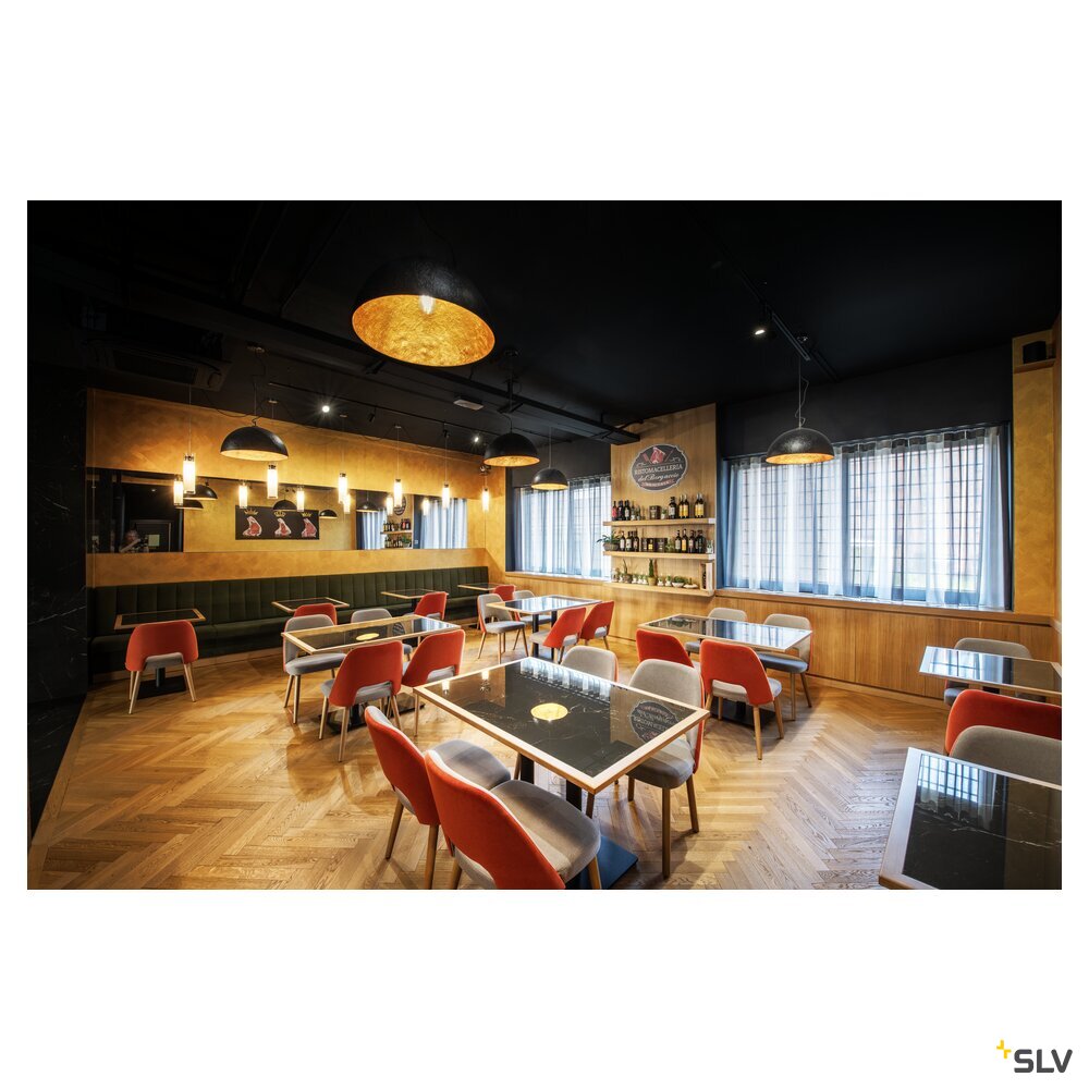 SLV FORCHINI 70, pendant light, E27, pendant length 150 cm, 1x max. 40 W, matt black / matt gold 1008538