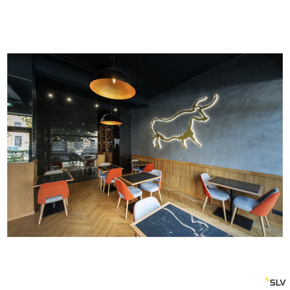 SLV FORCHINI 70, pendant light, E27, pendant length 150 cm, 1x max. 40 W, matt black / matt gold 1008538