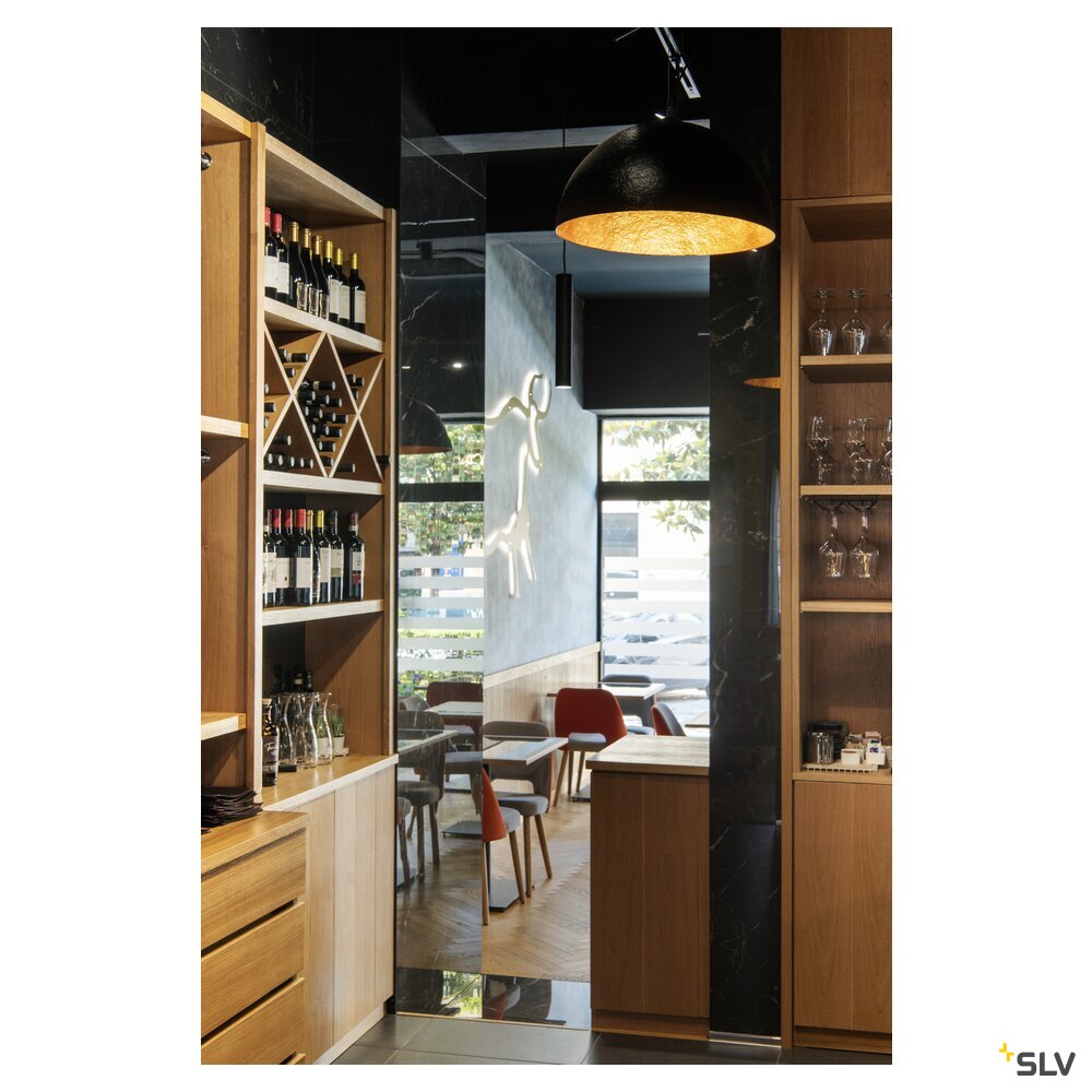 SLV FORCHINI 70, pendant light, E27, pendant length 150 cm, 1x max. 40 W, matt black / matt gold 1008538