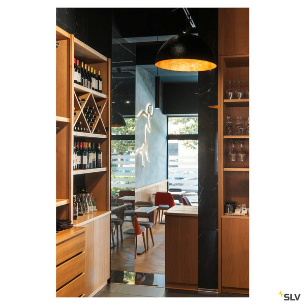 SLV FORCHINI 70, pendant light, E27, pendant length 150 cm, 1x max. 40 W, matt black / matt gold 1008538