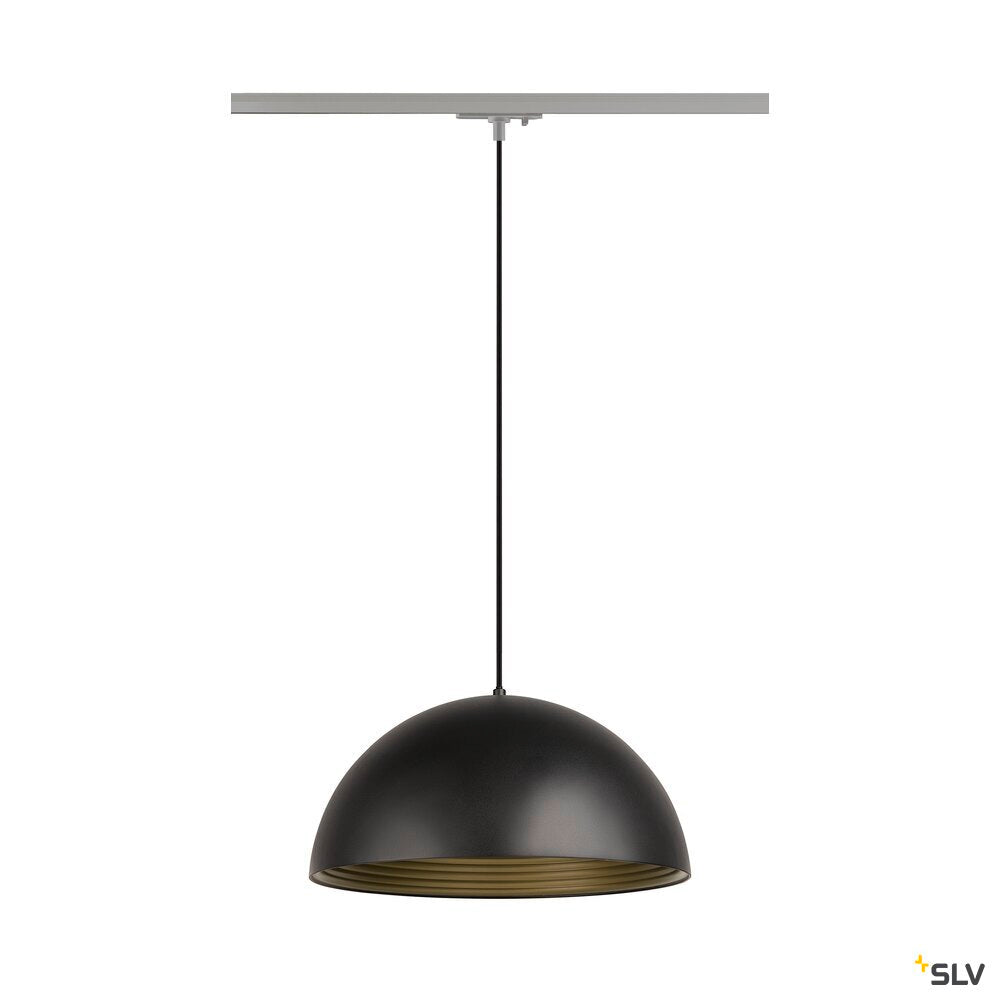 SLV FORCHINI M 40 TRACK, 1~ pendant light, E27, pendant length 150 cm, silver-grey adapter, 1x max. 40 W, matt black / matt gold 1008539
