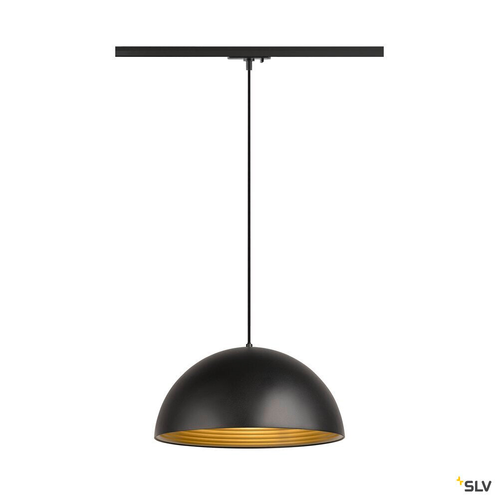 SLV FORCHINI M 40 TRACK, 1~ pendant light, E27, pendant length 150 cm, black adapter, 1x max. 40 W, matt black / matt gold 1008540